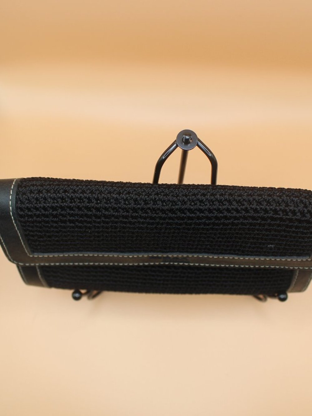 The Sak Black Crochet Flap Wallet with Contrast Stitching 0196